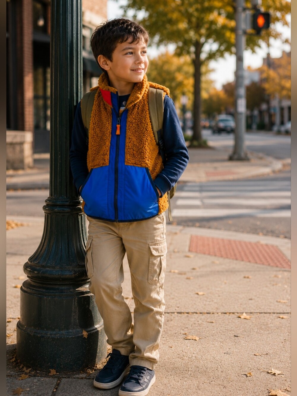 J. Crew Kids' Colorblock Full Zip Sherpa Fleece Vest Outdoor Gorpcore Size M 8-9